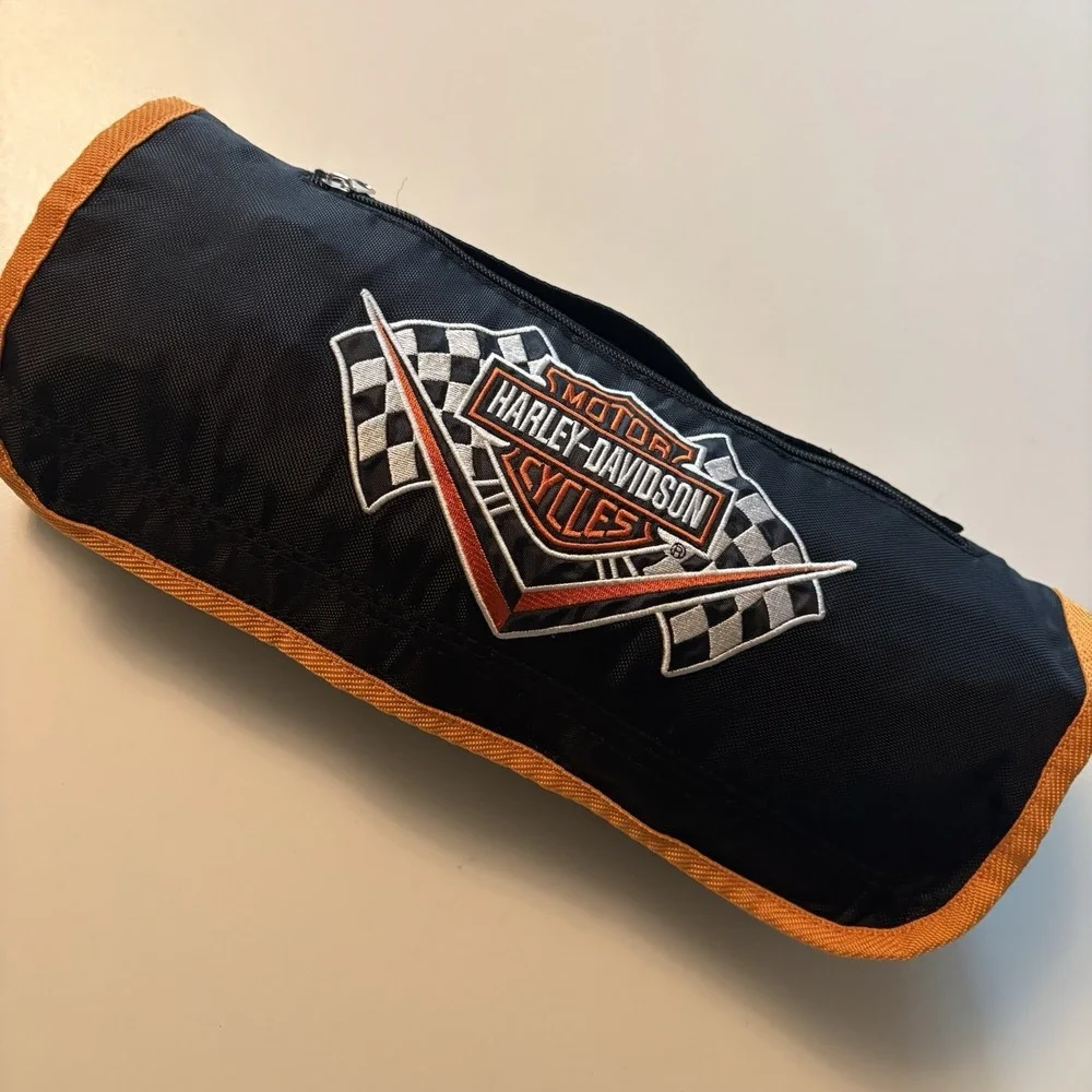 HARLEY-DAVIDSON TRAVEL PICNIC BLANKET TARP W/FELT LINING & GROMMETS Approx 58x54